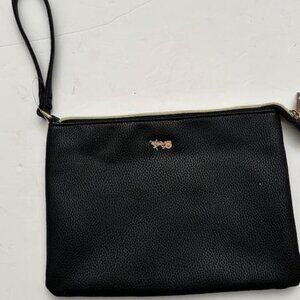 Black Clutch/ Handbag/purse Matthew + Julian Striped Inside Zipper Closure